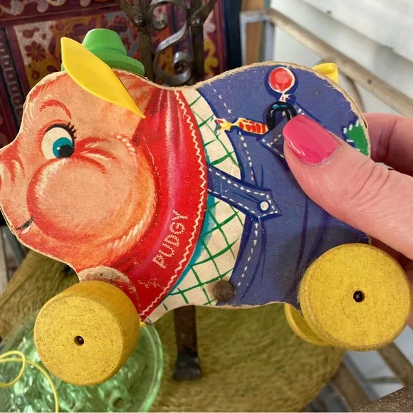 Vintage 1962 Pudgy Pig Fisher Price Pull Toy - Picture 10 of 10